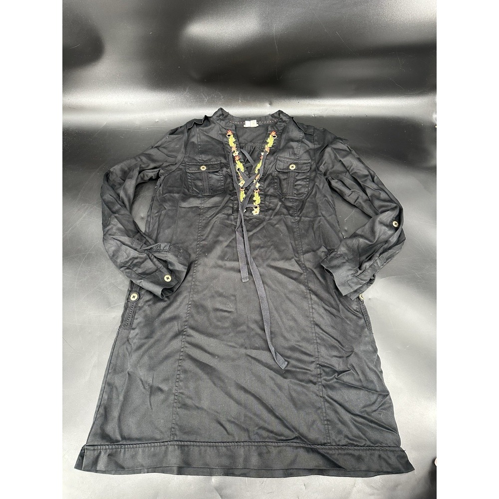 Anthropologie Holding Horses Embroidered Imogen Roll Up Sleeve Shirtdress Size 4 - Picture 4 of 8